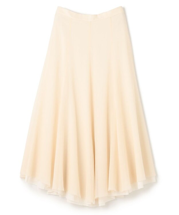 BEIGE， PINE / ウールレイヤードフレアスカート Ecru