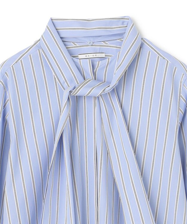 BEIGE， 【洗える】CROIX / コットンボウタイブラウス Sax St