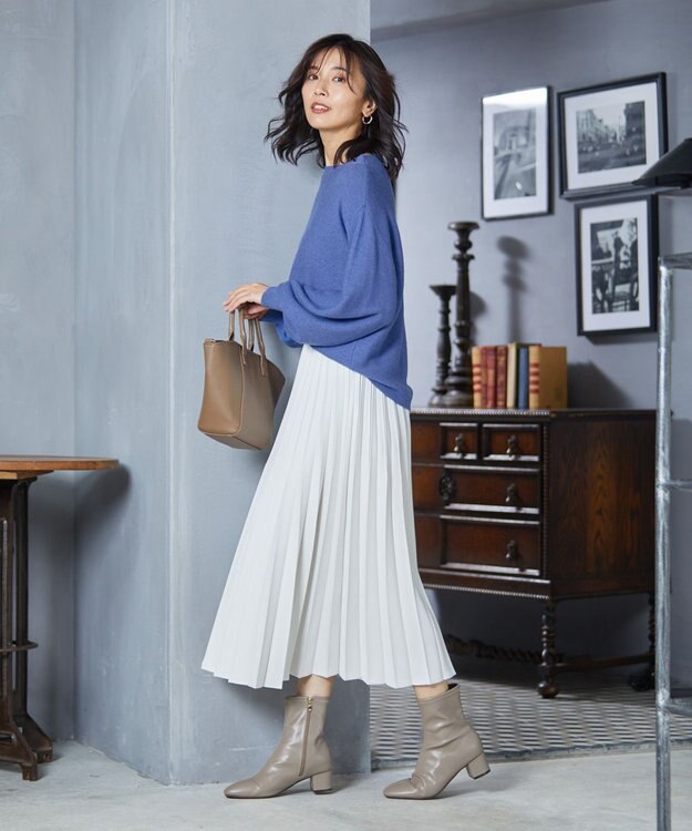 ANY 【洗える】カシミヤブレンドガーターニット ブルー