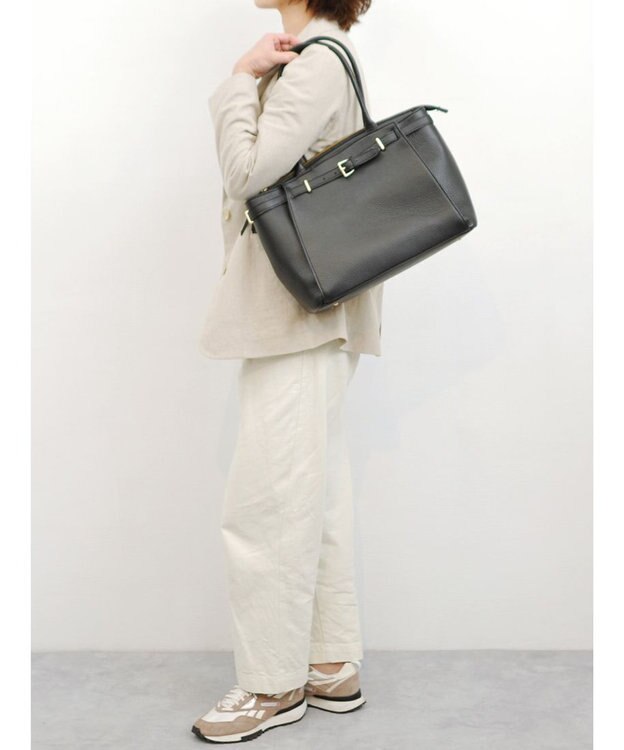 UNBILLION 【テレビ ドラマ着用アイテム】ペルケ perche / WEB限定牛革ソフトA4ベルトトート ブラック