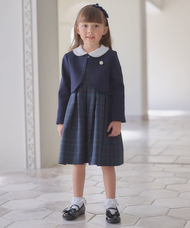 ANY KIDS ノーカラー ボレロ ジャケット ネイビー