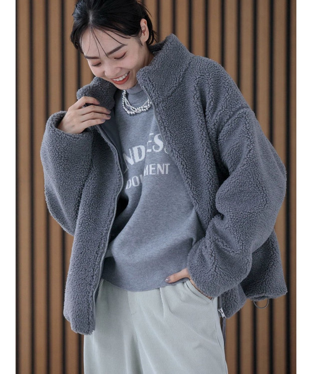 Green Parks スタンドカラーボアブルゾン Gray