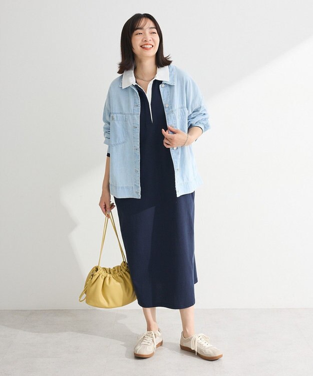 Green Parks ラガーシャツワンピース Navy