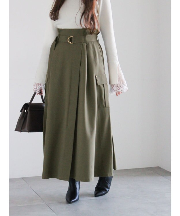 Te chichi カーゴフレアスカート カーキ