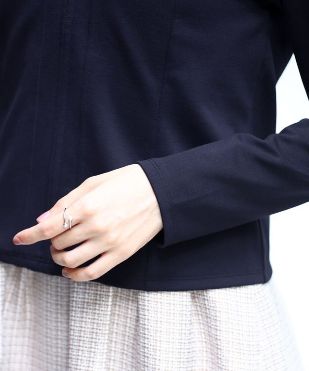 Tiaclasse 【UVカット・吸水速乾・洗える】 “きれい見え” カットソーラインフードパーカー ネイビー