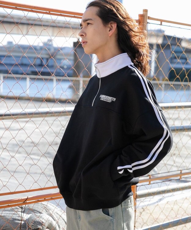 WEGO ヘビーウエイトラインスリーブプルオーバー ブラック