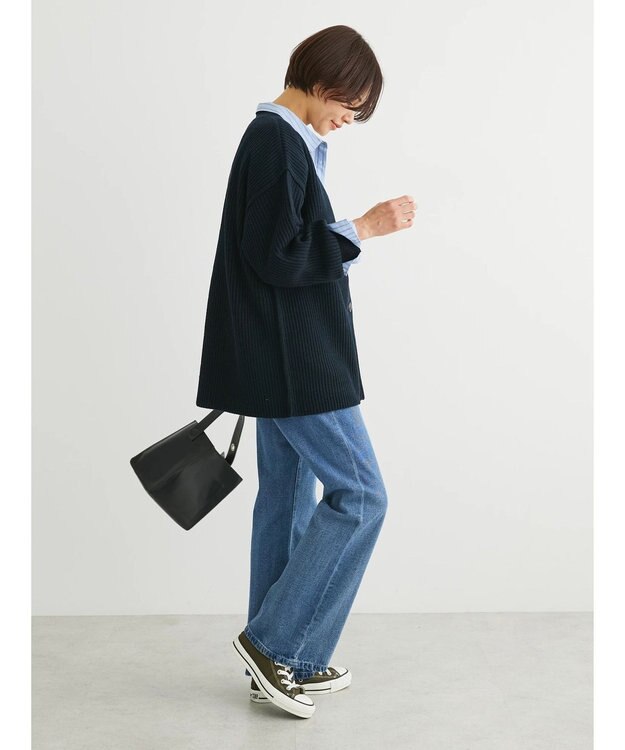 Green Parks 洗える　Ｖネックニットカーディガン Dark Navy