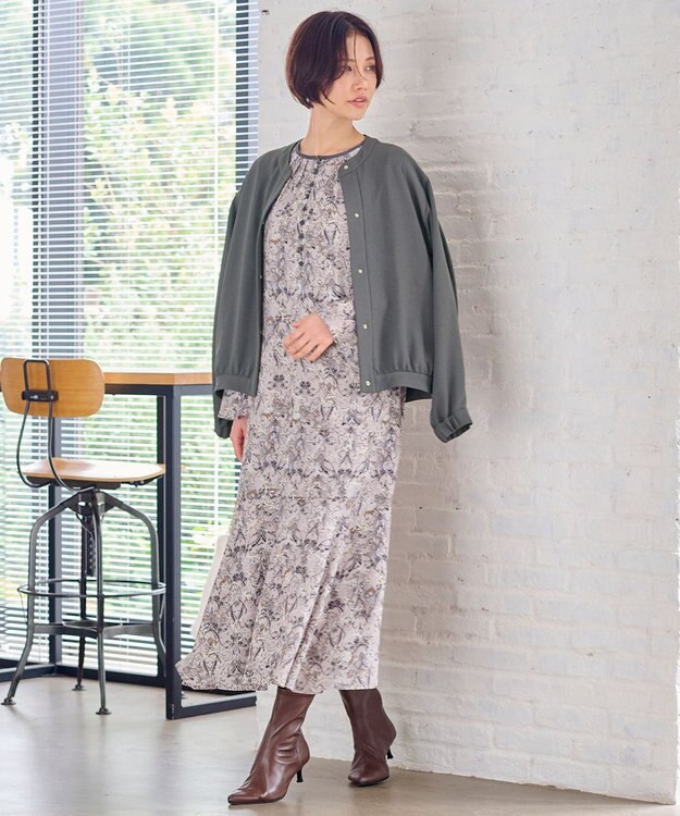 自由区 L 【洗える】バロックプリント ワンピース ローズ系5