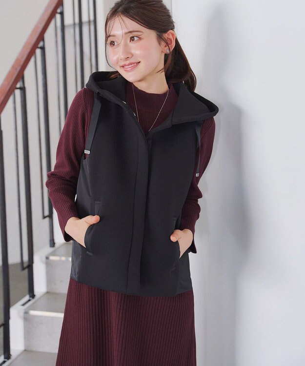 Tiaclasse 【安田美沙子さん着用・新色・XSサイズ追加】リブ切替ニットワンピース ボルドー