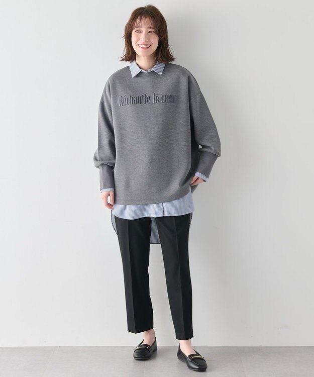 ANY 【洗濯機可/ストレッチ/ウエストゴム/裏起毛】マルチファンクションストレッチテーパードパンツ ブラック