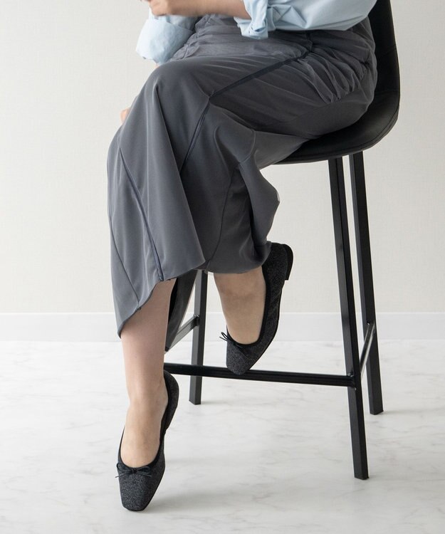 Bridget Birkin ＜抗菌消臭＞【Bridget Birkin】スクエアデイリーバレエシューズ ブラック雑材