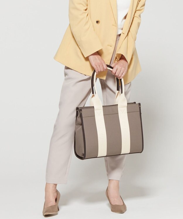 LA BAGAGERIE ロゴテープトートバッグ　Mサイズ グレージュ