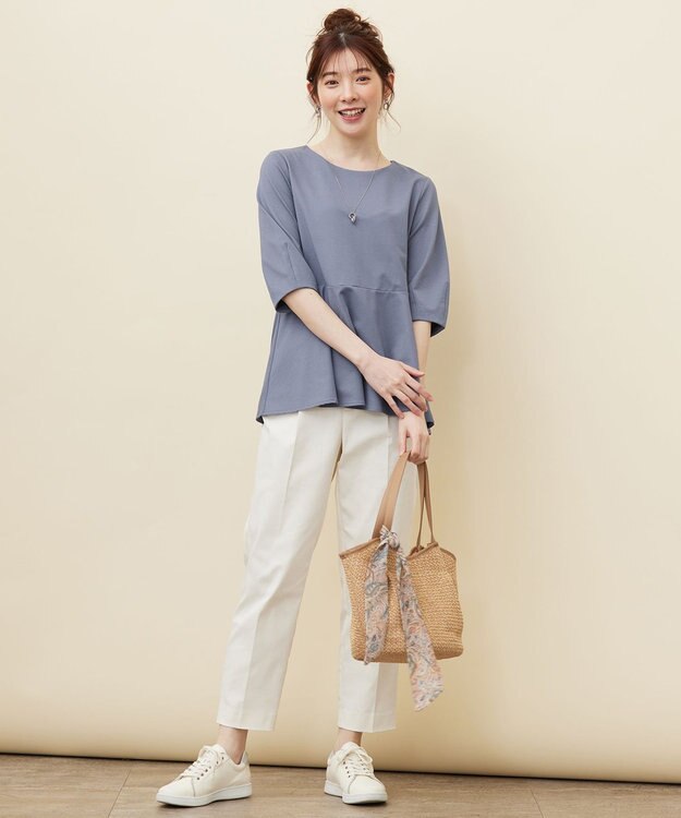 ANY SIS S 【接触冷感/UVカット】サカリバ ペプラム プルオーバー スモーキーブルー