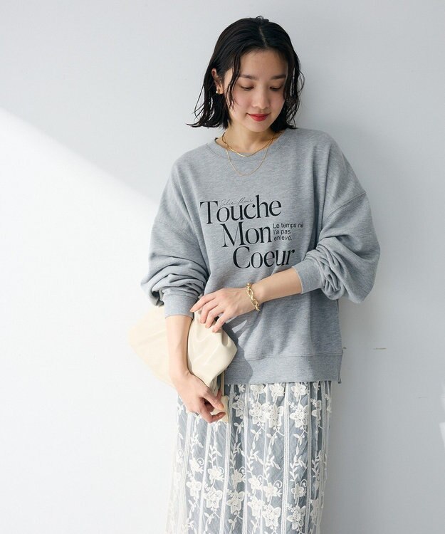 Green Parks オーバーサイズロゴ裏毛プルオーバー Gray Mixture