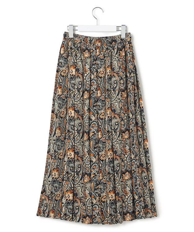 J.PRESS YORK STREET 【WOMEN】ペイズリーワイドプリーツ スカート オレンジ系3