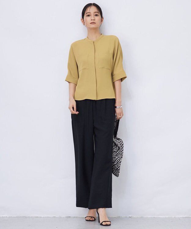 ICB 【洗える】VIS/NYタンブラーツイル ワイドパンツ ブラック系