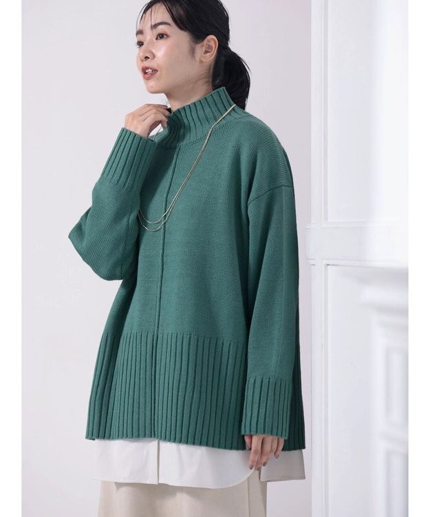 Green Parks 洗える　バックスリットニットプルオーバー Green