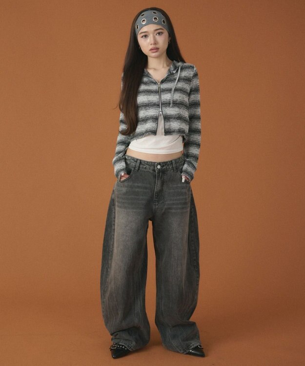 WEGO ラインストーンbackロゴデニム ブラック