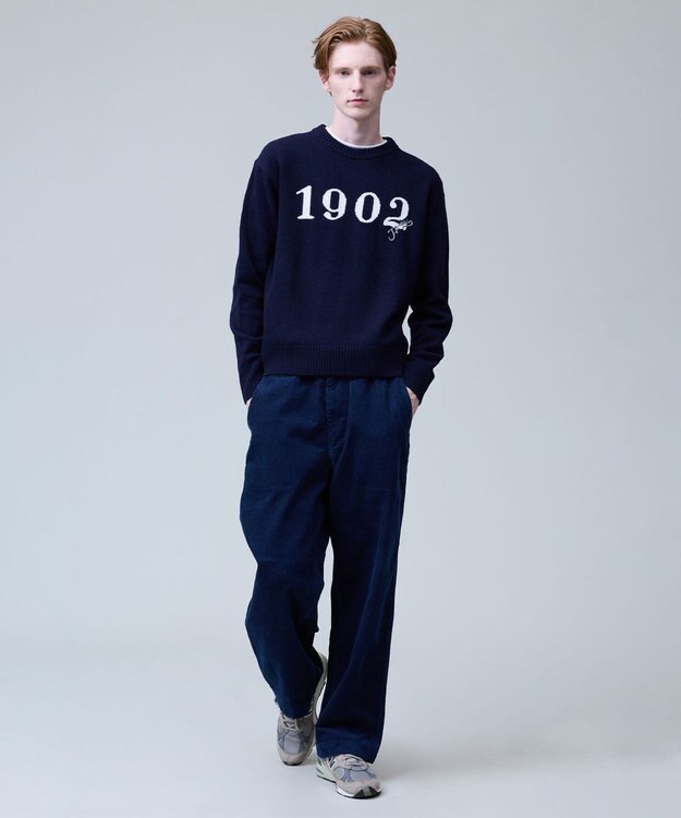 J.PRESS MEN 【NYUZELESS】1902 クルーネックロゴ ニット ネイビー系