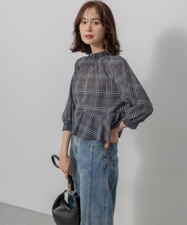 組曲 L ライトトロピカルティアード ブラウス ブラック系3