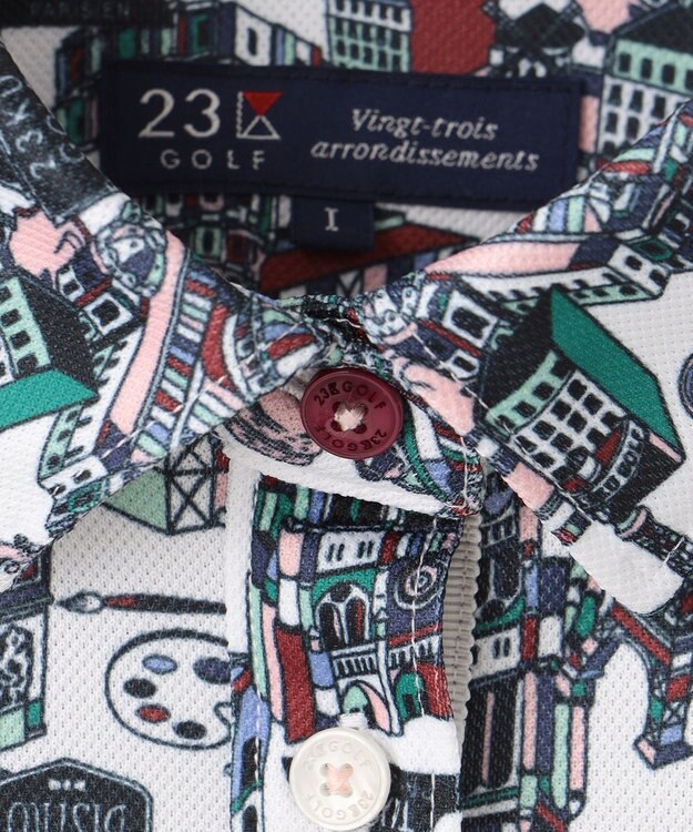 23区GOLF 【WOMEN】【吸水速乾/UVカット】パリマップ総柄ポロシャツ ホワイト系5