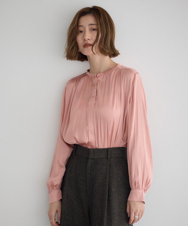 YECCA VECCA サテンギャザーブラウス Pink