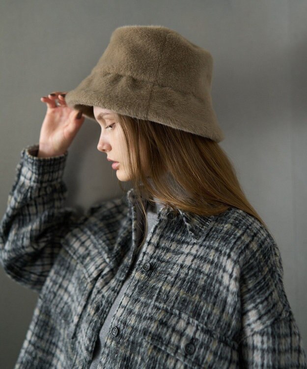 AMERICAN HOLIC ファーバケットハット Mocha