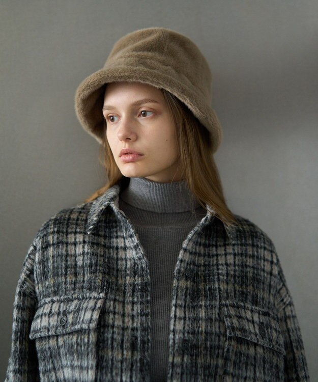 AMERICAN HOLIC ファーバケットハット Mocha