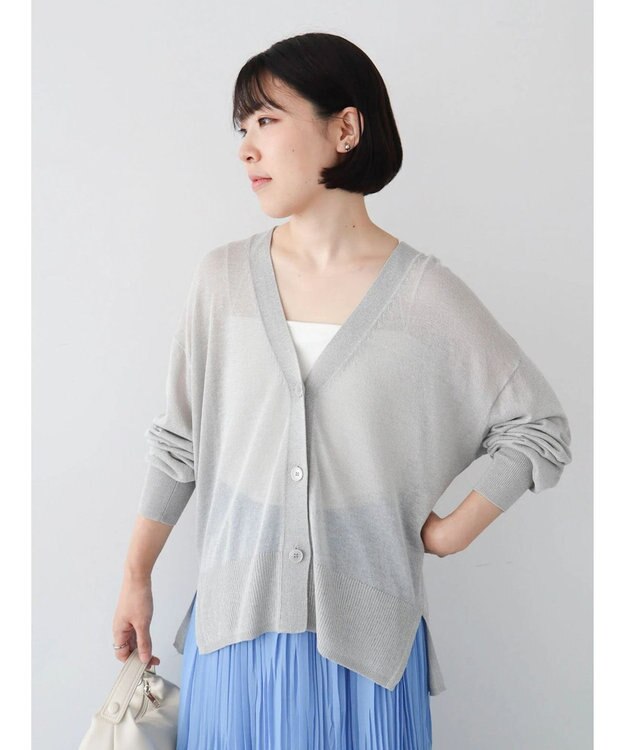 Green Parks さらっと　Ｖネックカーディガン Gray Mixture