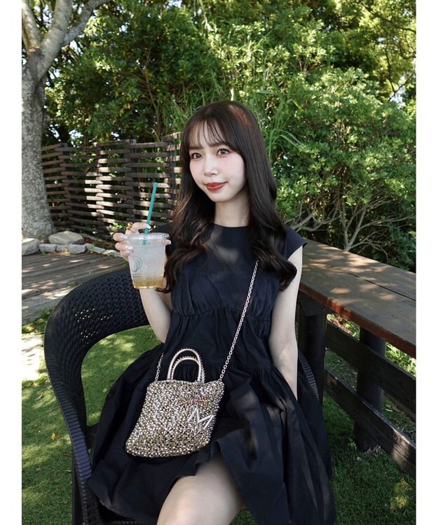 Green Parks コルセット風ミニワンピース Black