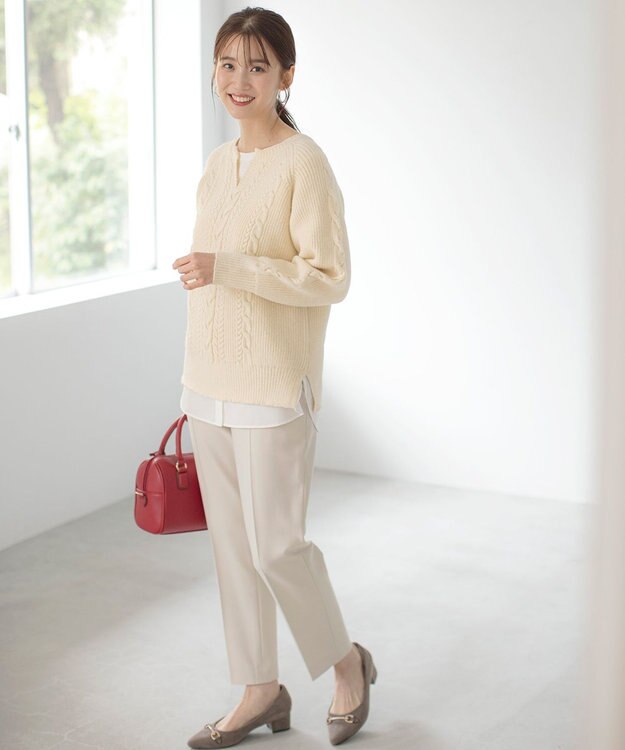 ANY SIS 【洗える】シャツコンビレイヤード カットソー オフ