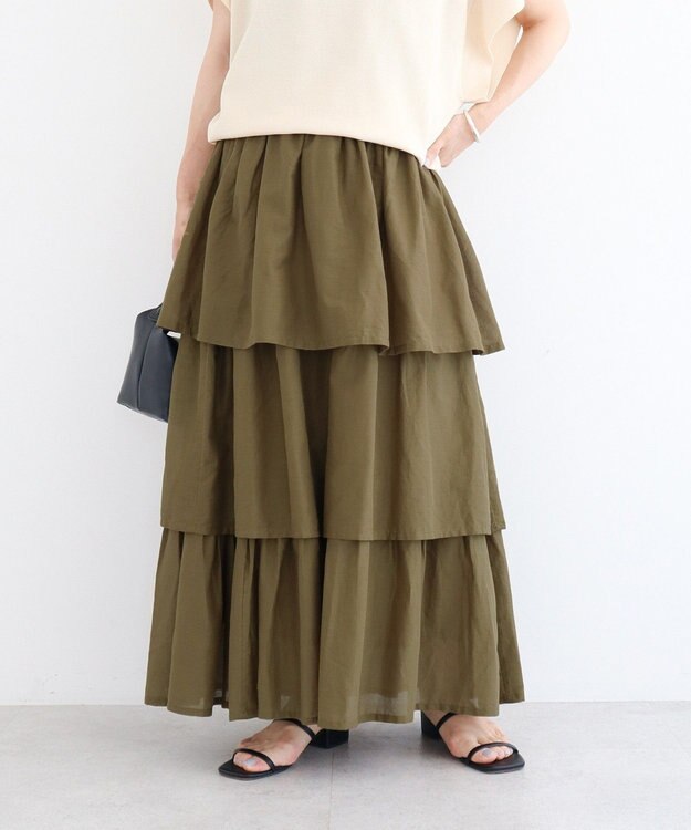 Green Parks Ｉ　ボイル段々ティアードスカート Khaki