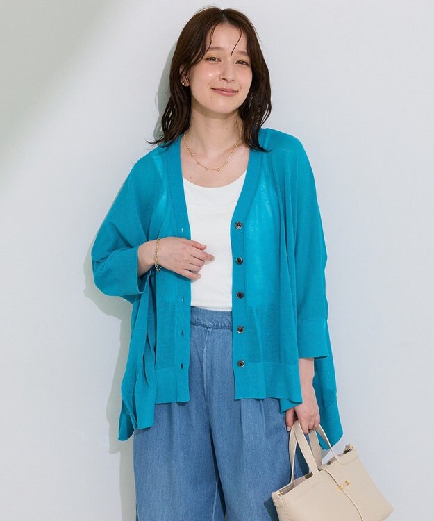 Green Parks ボックスゆったりカーディガン Blue