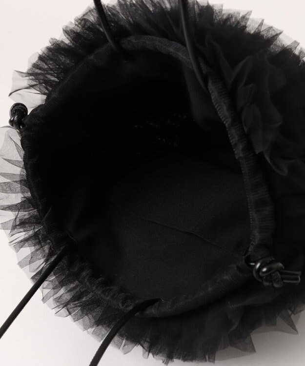 style code 【MERCURYDUO/マーキュリーデュオ】チュールフリル 雑材バケツ型ショルダーバッグ ブラック