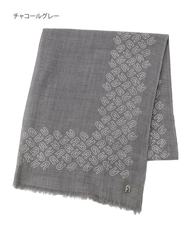 MOONBAT FURLA(フルラ）ウール アーチロゴストール チャコールグレー