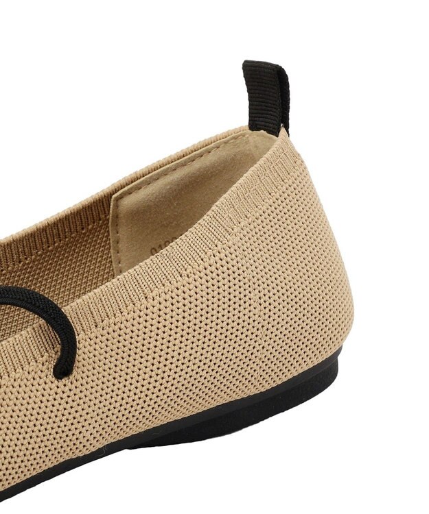 earth music&ecology レースアップニットバレーシューズ Beige