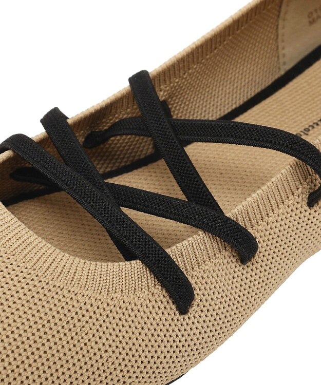 earth music&ecology レースアップニットバレーシューズ Beige