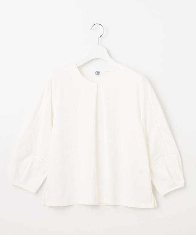 J.PRESS LADIES 【洗える】プレーティングジャージー フロントタック カットソー ホワイト系