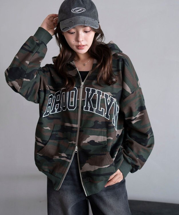 WEGO グラフィックBIGZIPパーカー 柄1