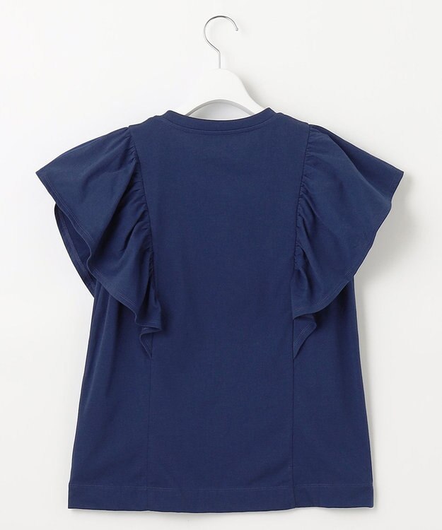 UNFILO 【吸水速乾/マシンウォッシャブル】フリルスリーブ Tシャツ ダルブルー系