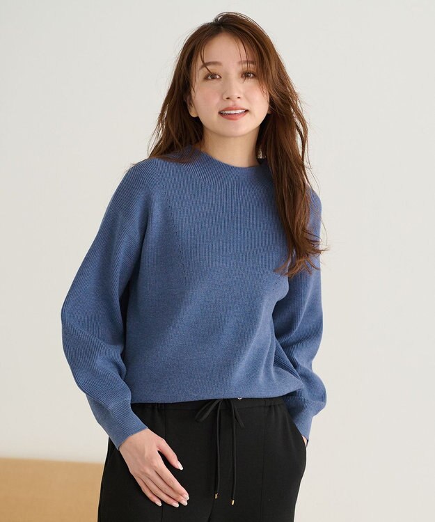 ANY 【洗濯機可能/8色展開】ソフトタッチポリエステルニット ブルー