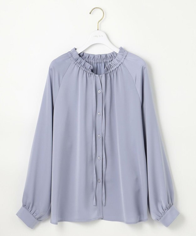 ANY SIS 【前後着用可能】ギャザーネック ブラウス ブルー