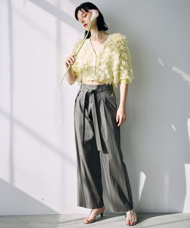 自由区 【カトリエムブーケ】Envelopper ワイドストレートラップパンツ グレー