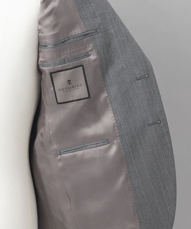 GOTAIRIKU 【御幸毛織】ドライスピナーツイルストレッチスーツ_グレーストライプ ライトグレー系1