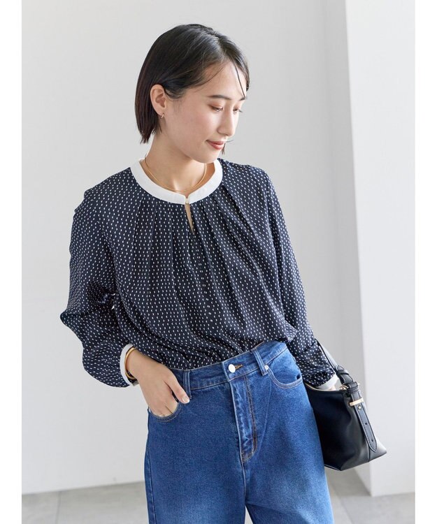 Te chichi スクエアチャームフロントタックブラウス ネイビー