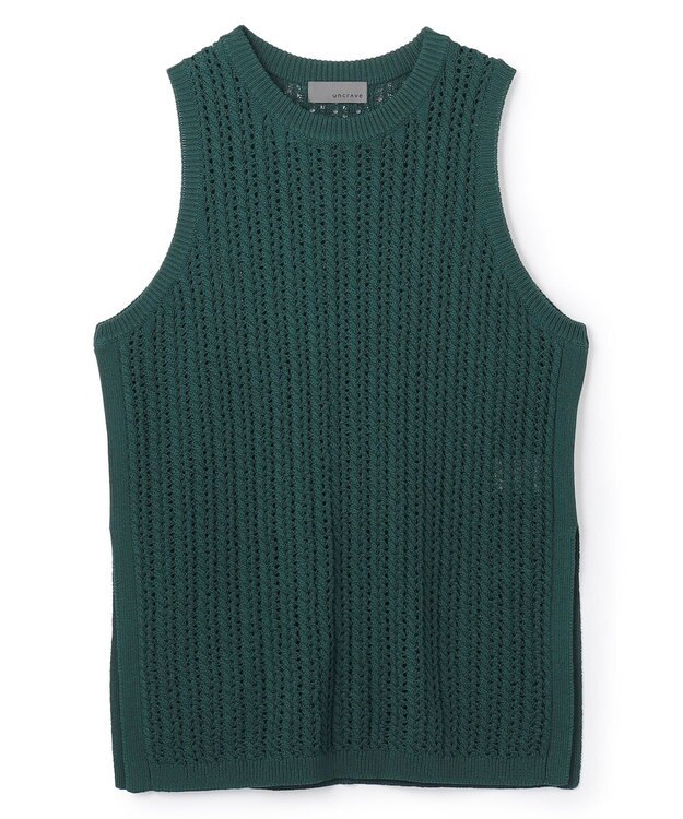uncrave シースルーケーブルニット ノースリーブトップス ビリジアングリーン