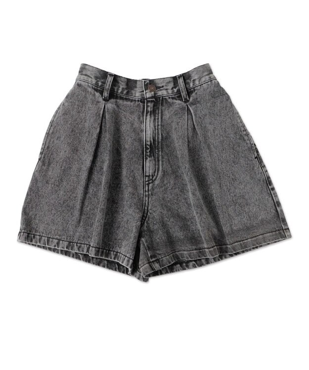 WEGO ベルト付デニムタックショートパンツ ブラックその他