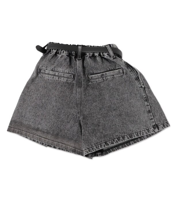 WEGO ベルト付デニムタックショートパンツ ブラックその他