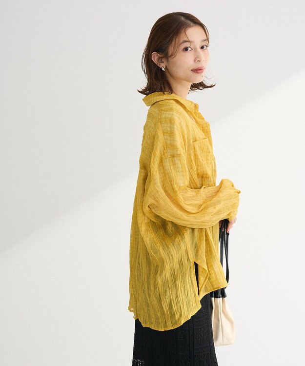 Green Parks シアーワッシャーロングスリーブシャツ Yellow