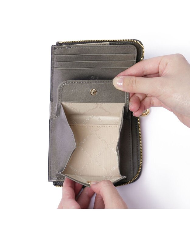 PELLE BORSA L字ファスナーミニ財布 Minato ミナト 3502 グレー